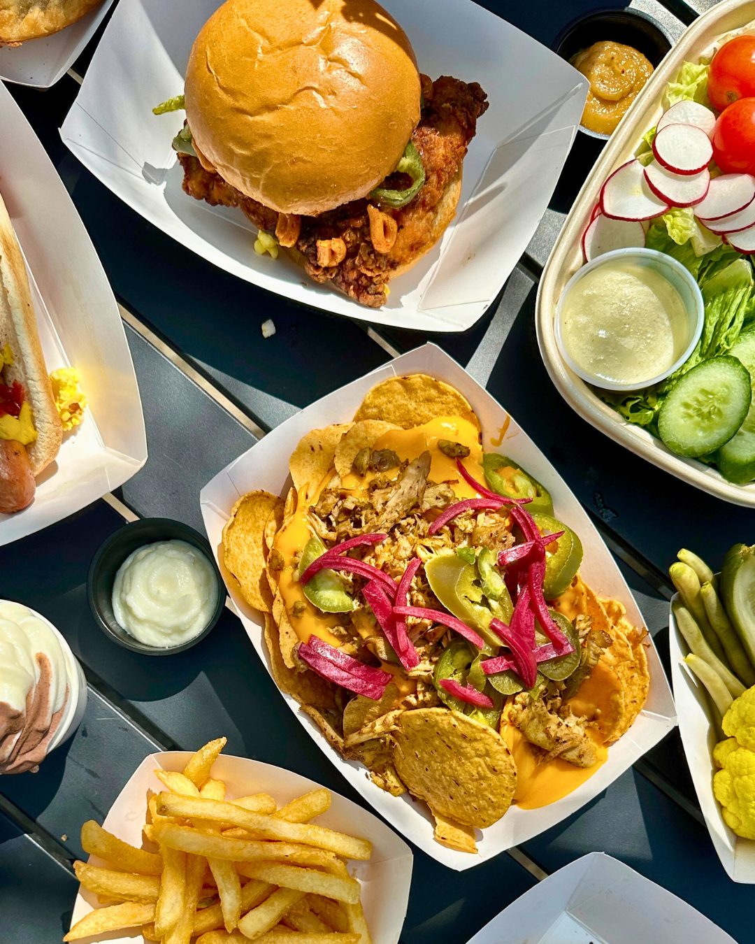 a box filled with different types of food on a table