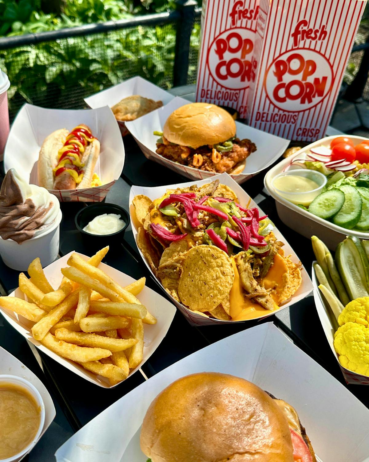 different plates of food