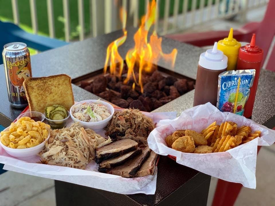 several trays of food