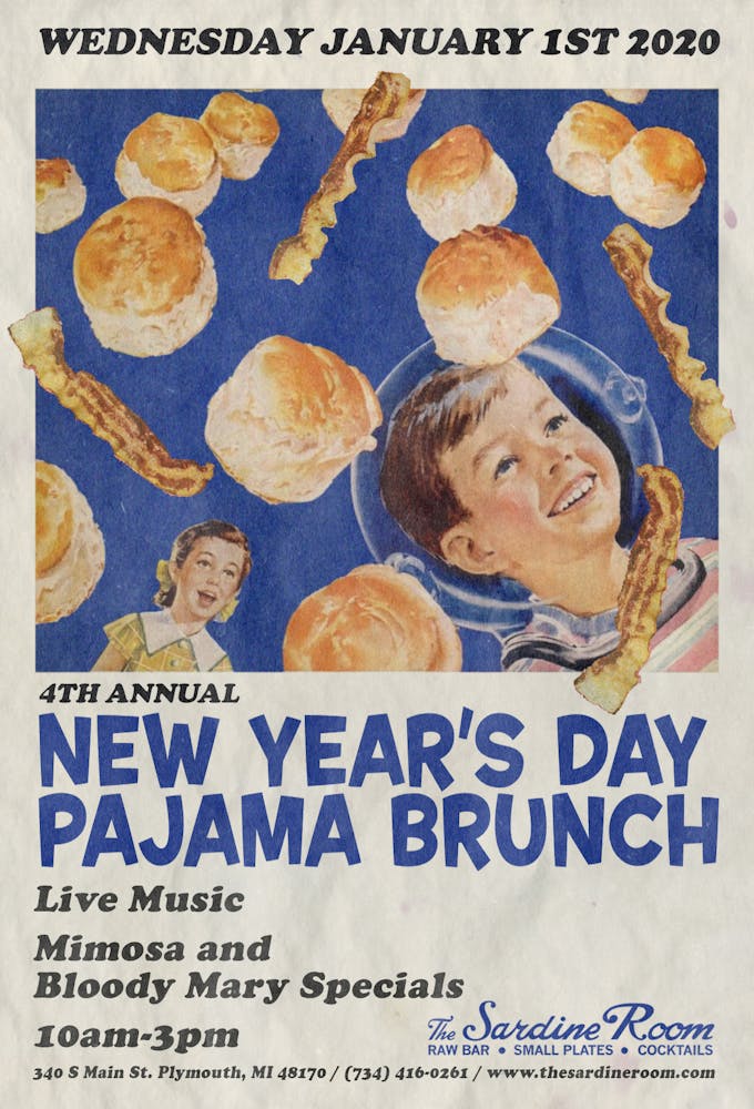 4th Annual New Years Day Pajama Brunch The Sardine Room Seafood Restaurant In Plymouth Mi