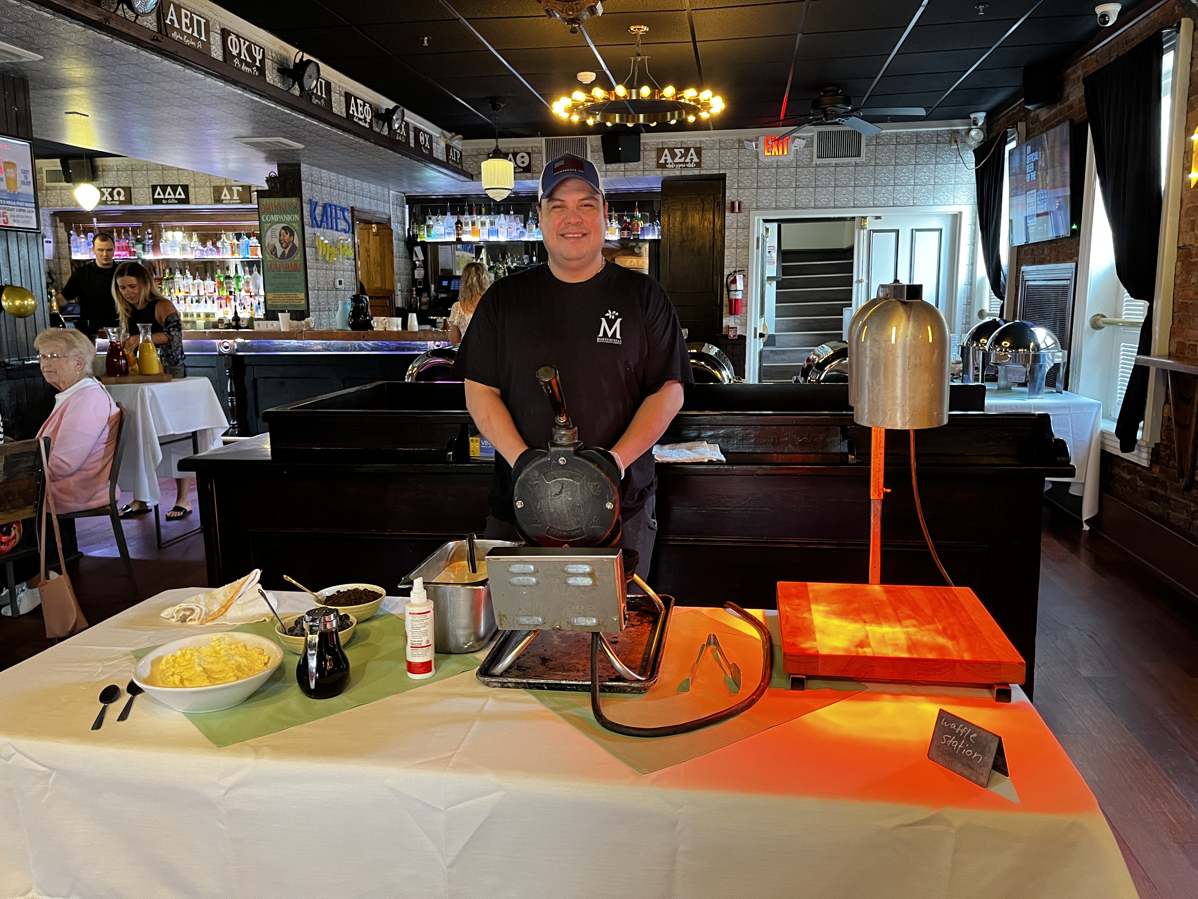 a man standing on a table