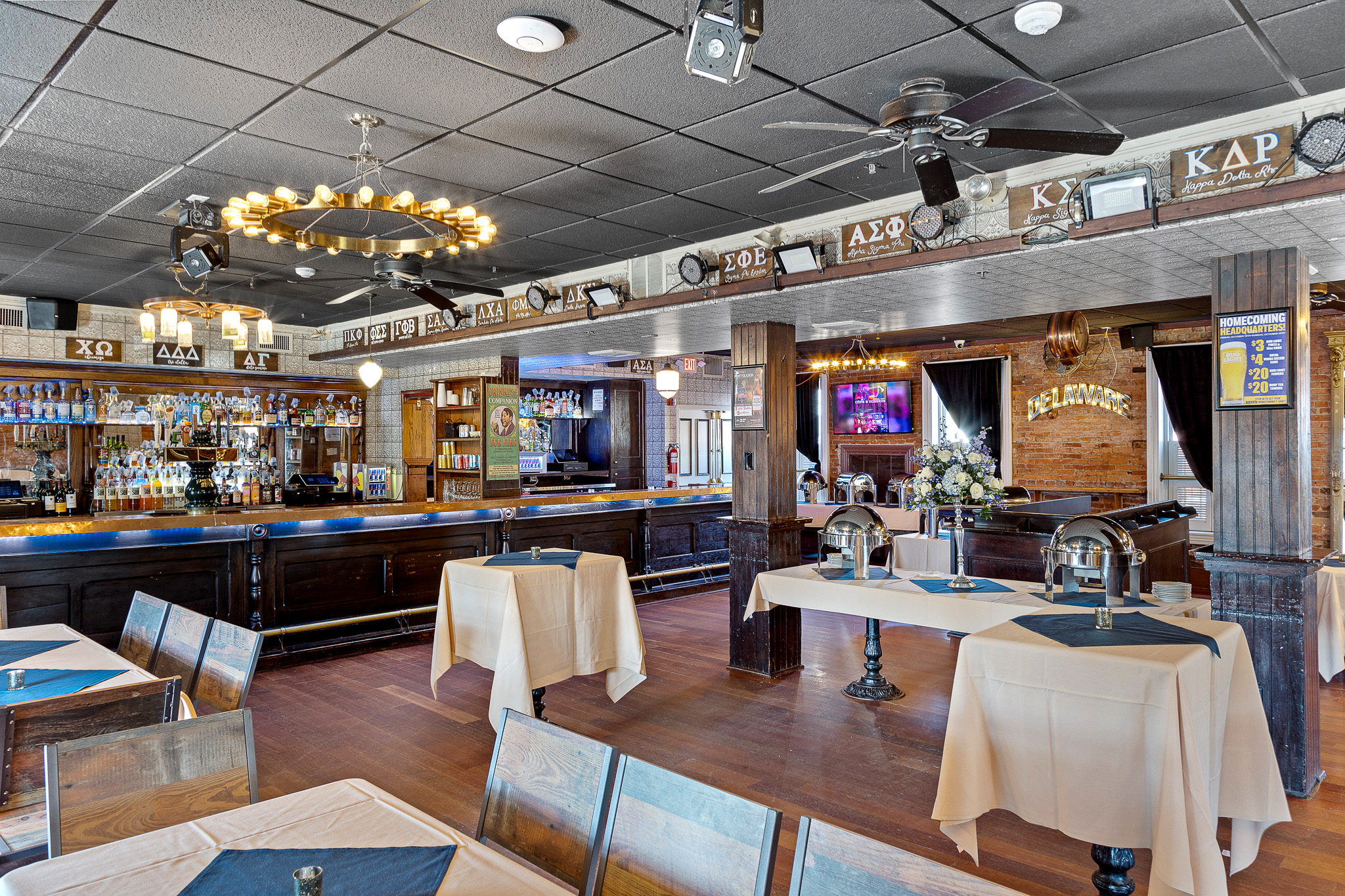 The historic Parlor Room dining space with vintage decor at Klondike Kate's in Newark