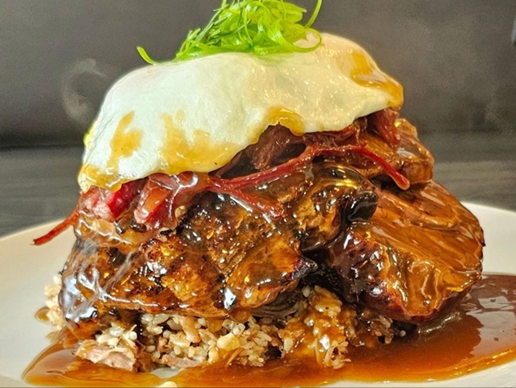 a close up of food on a plate