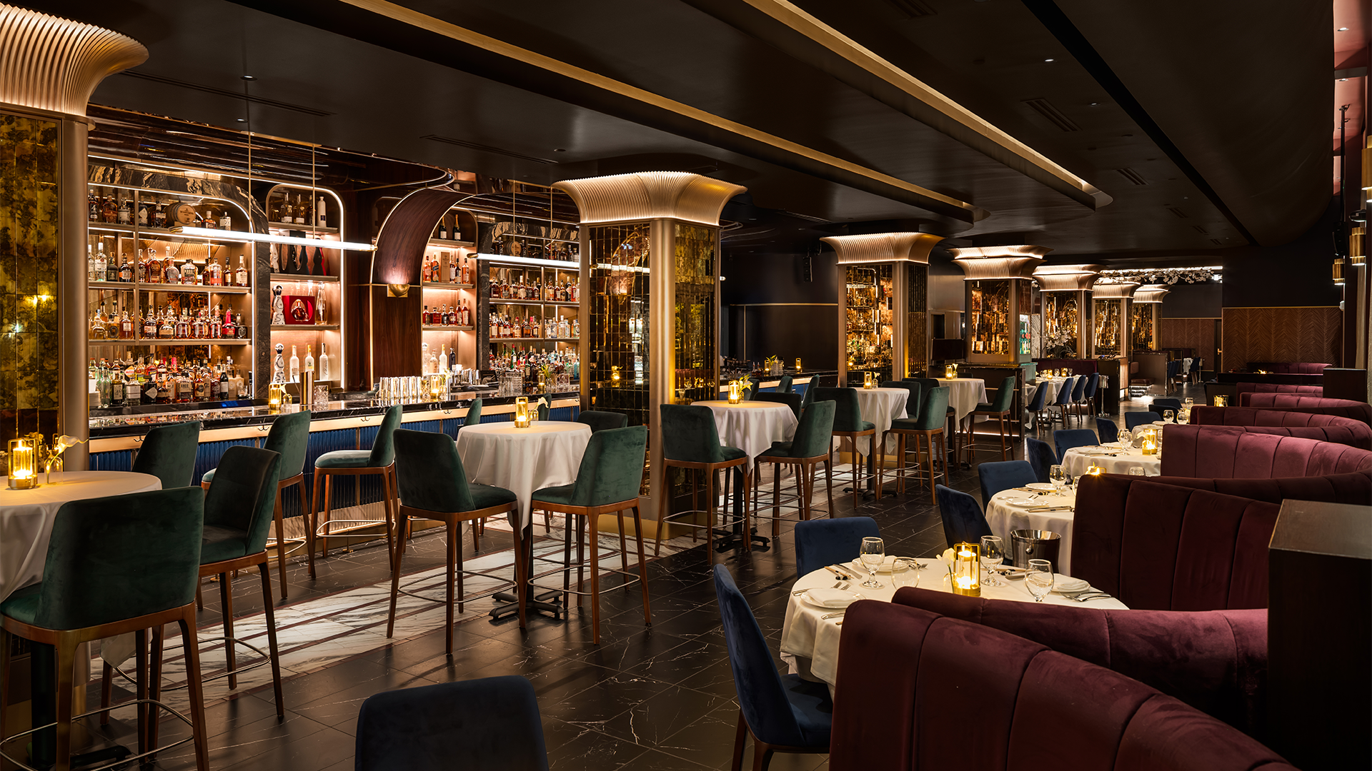 a room filled with furniture and a table