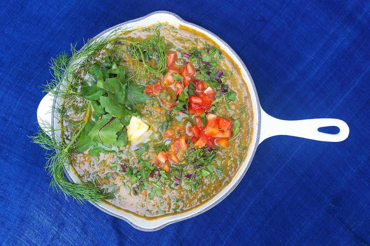 a bowl of food on a table