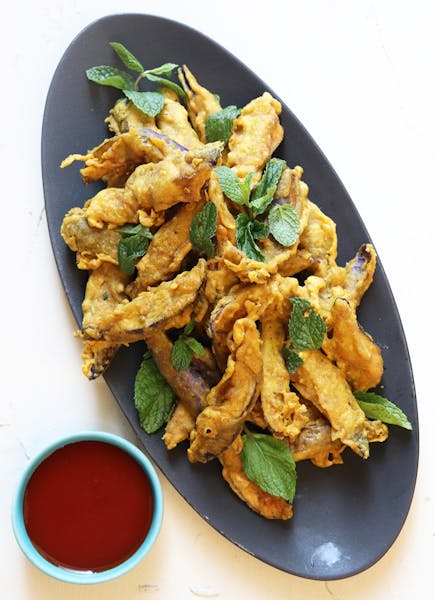 Eggplant Pakoras Pondicheri Café Modern Indian Restaurant in