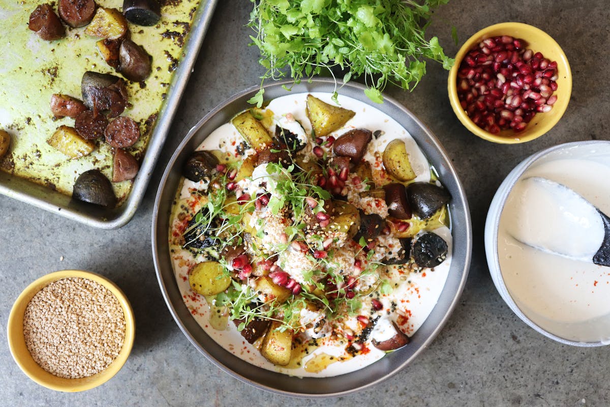 a bowl of food on a table