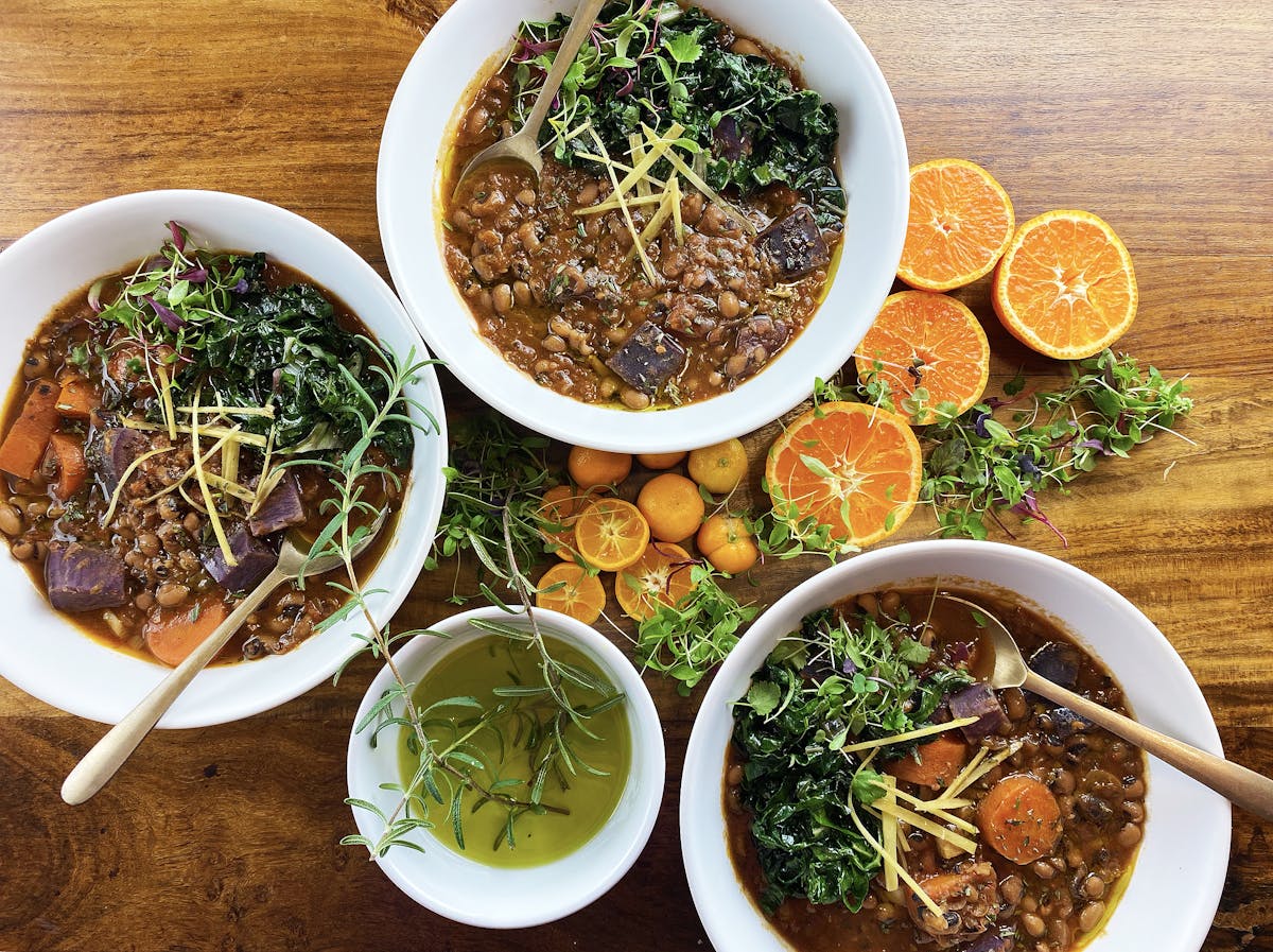 a bowl of food on a table