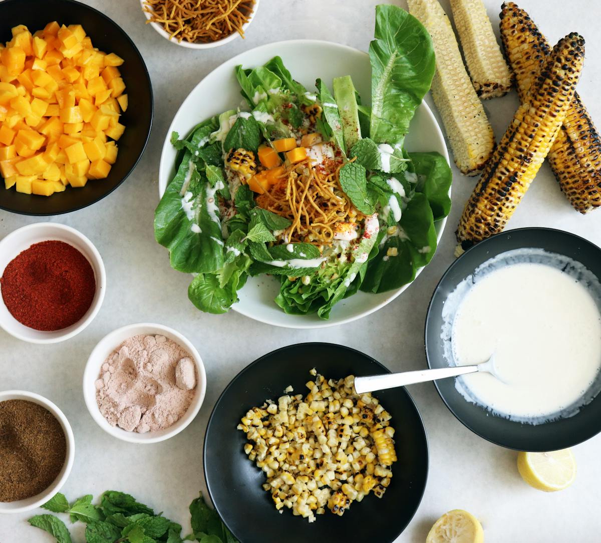 a bowl filled with different types of food on a table