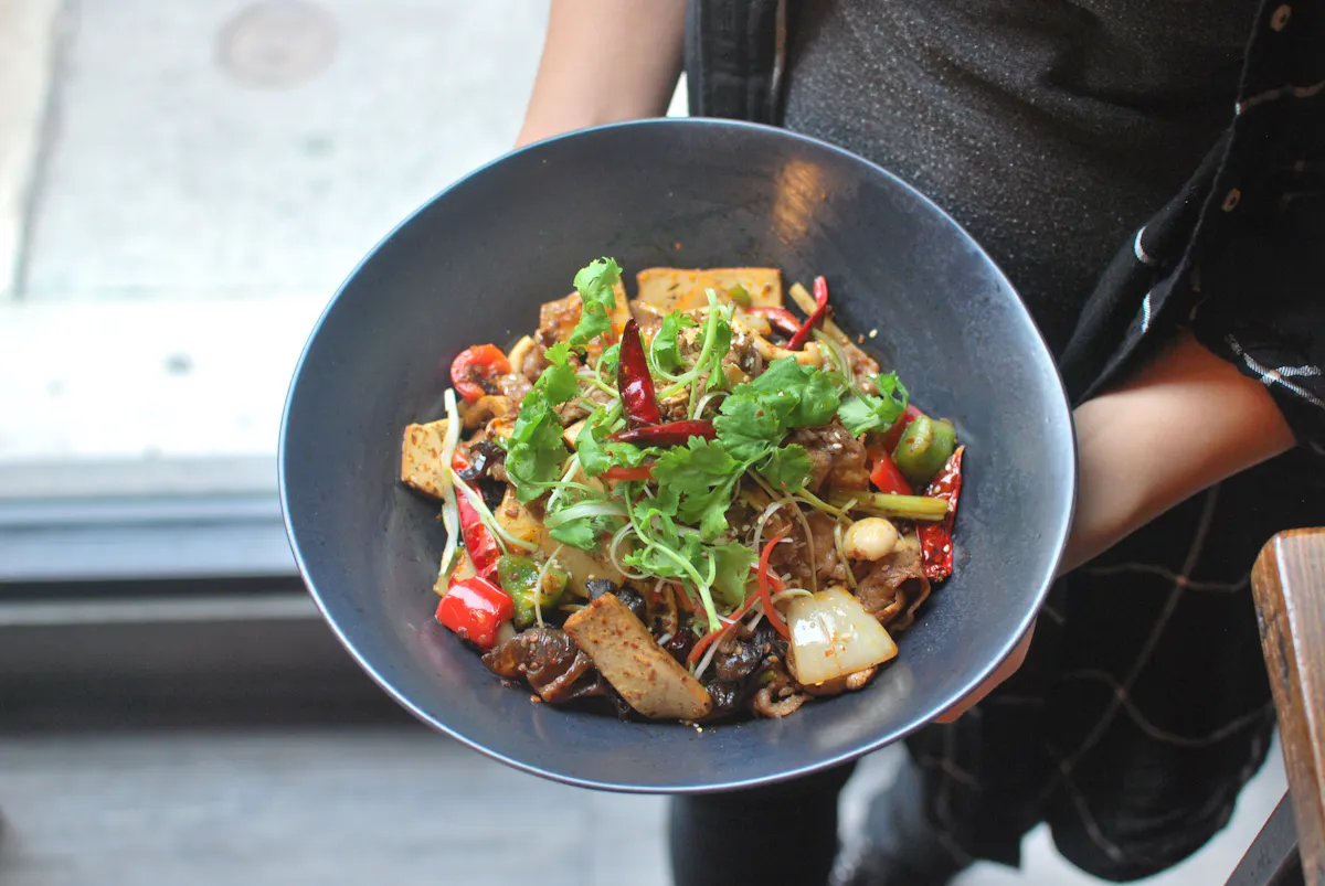 a bowl of food