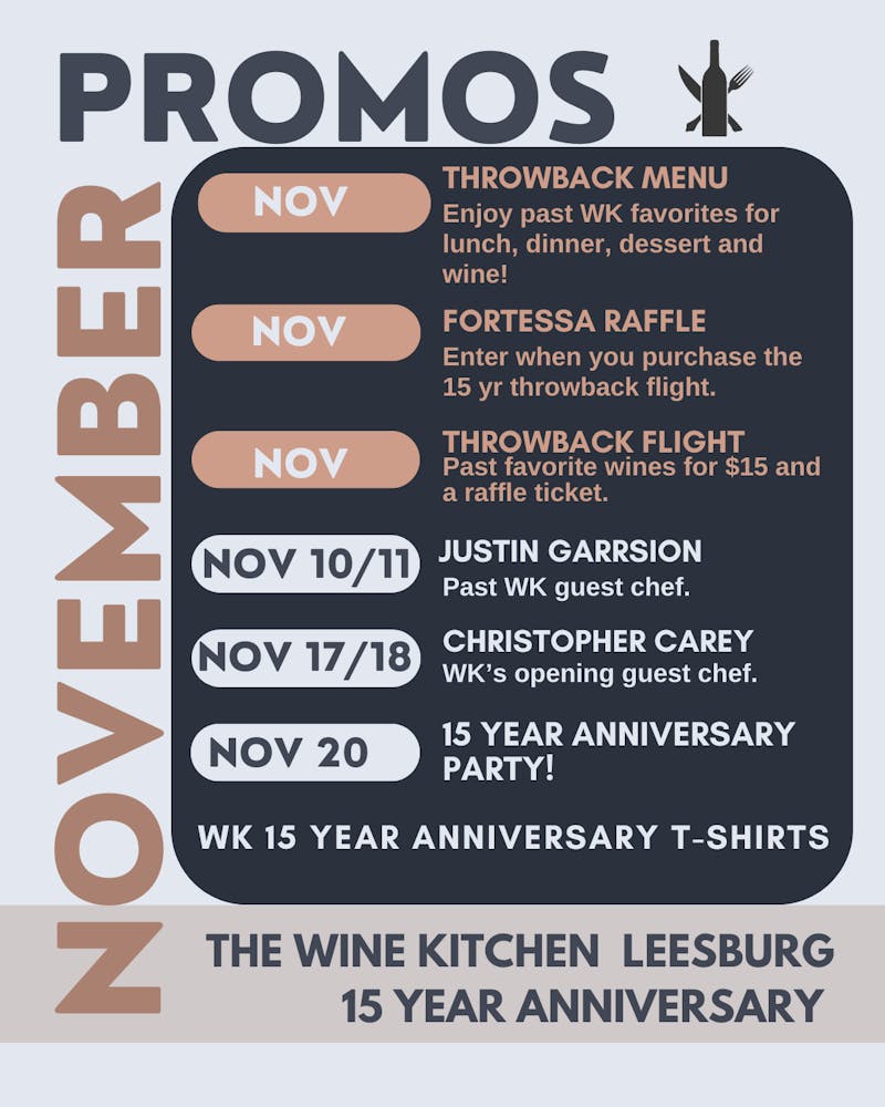 Leesburg's Anniversary Schedule The Wine Kitchen American