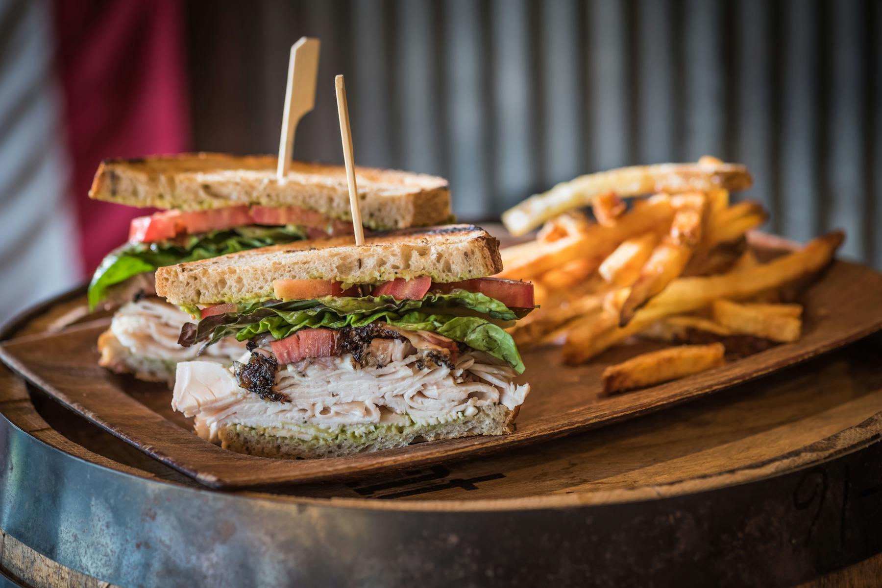 sandwich and fries on a table