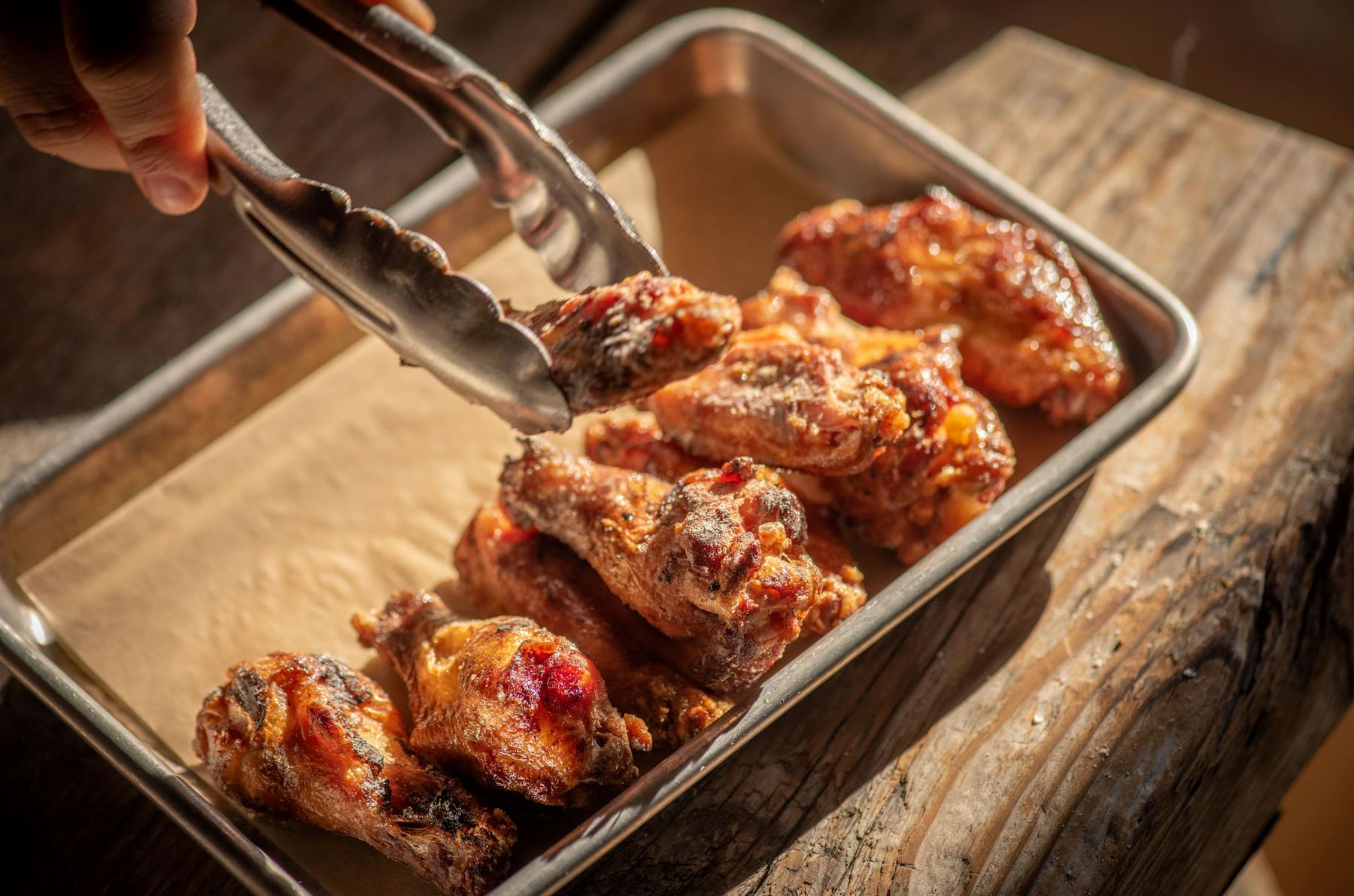 a tray of food with a fork and knife
