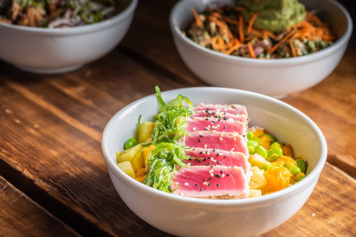 a bowl of food on a table