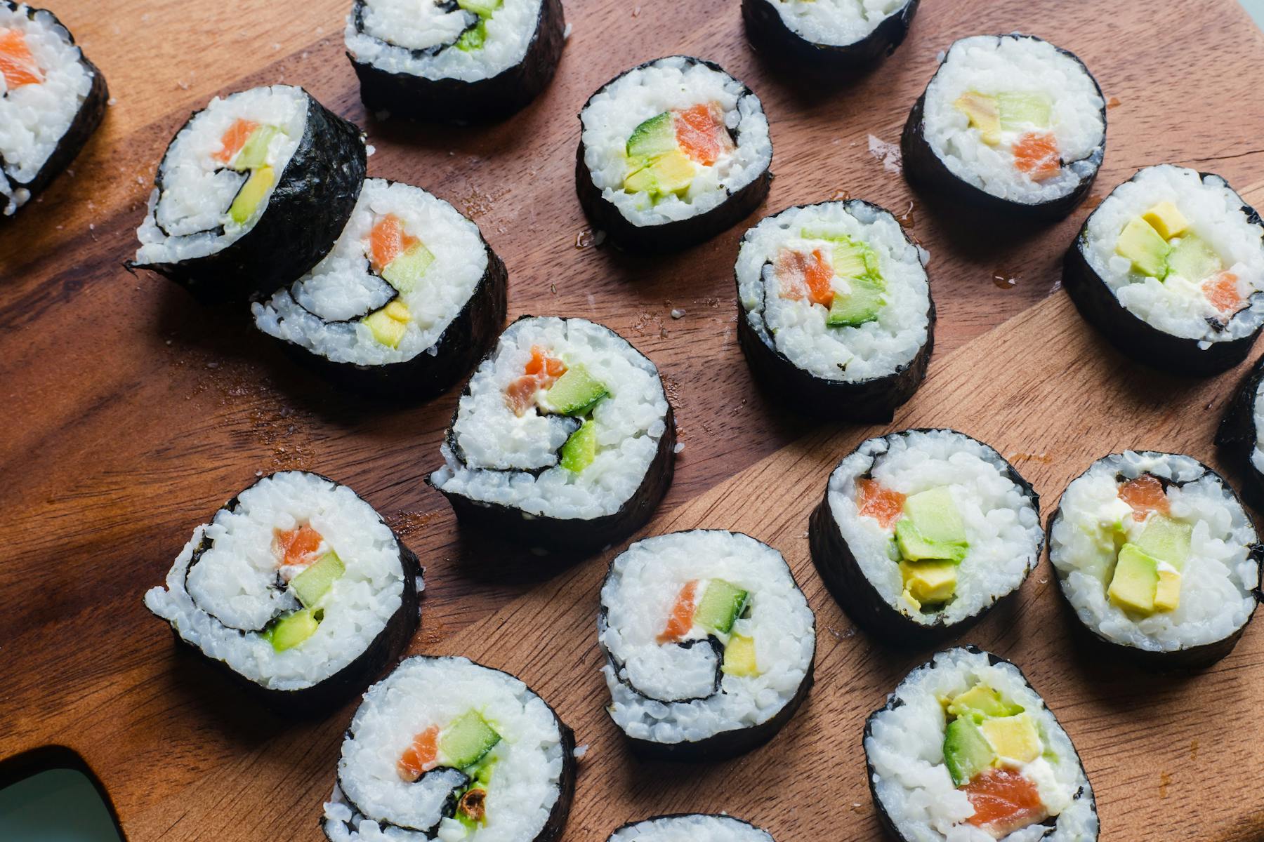 a group of sushi