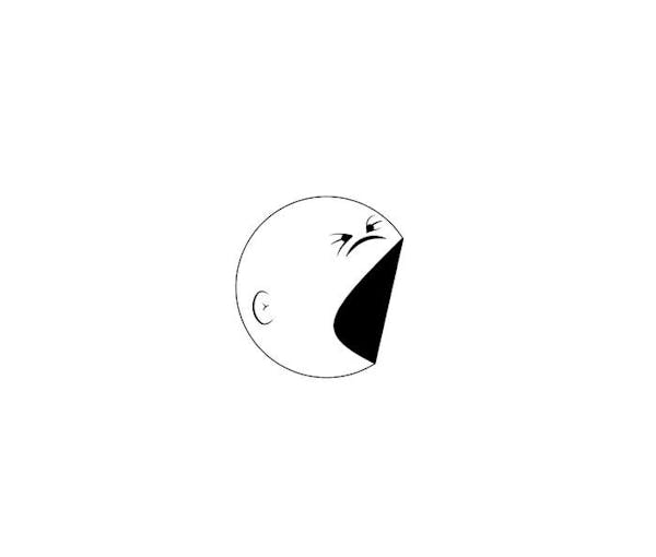 White and black picture of cartoon baby screaming