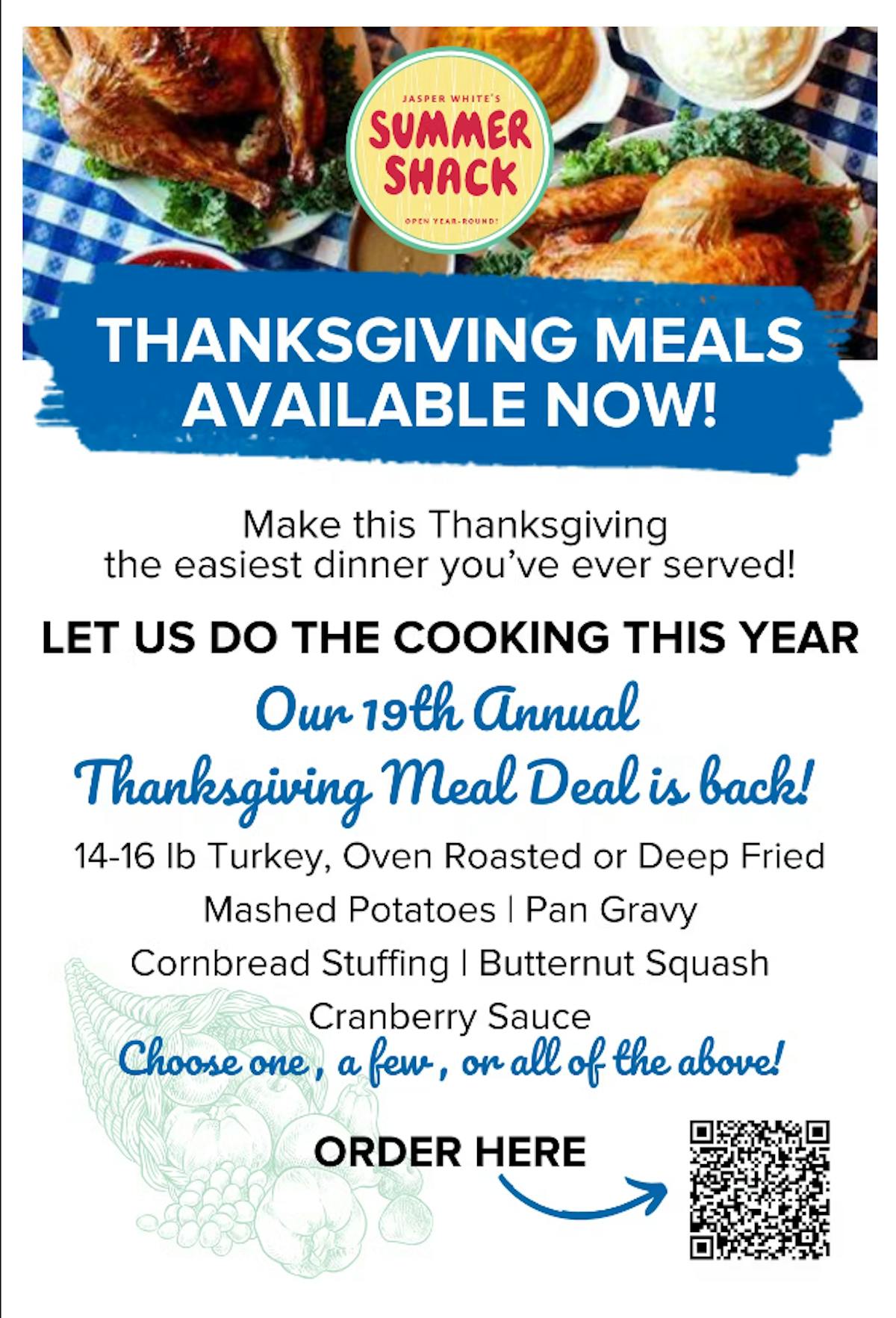thanksgiving meals from summer shack