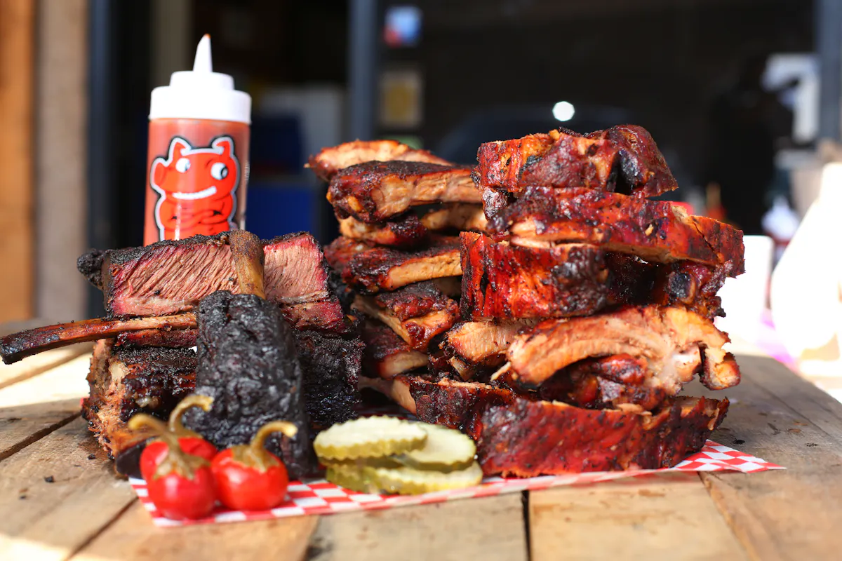 a close up of food on a table