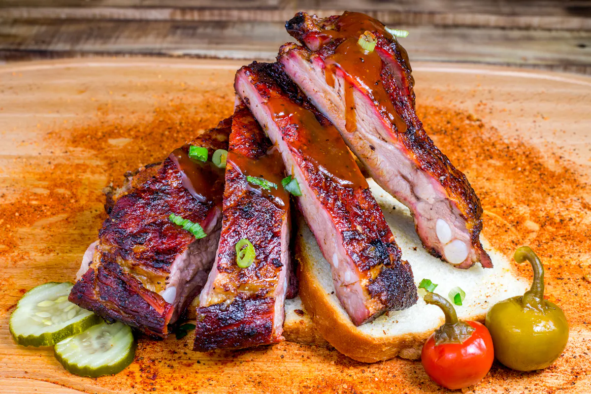 a plate of food with a slice cut out