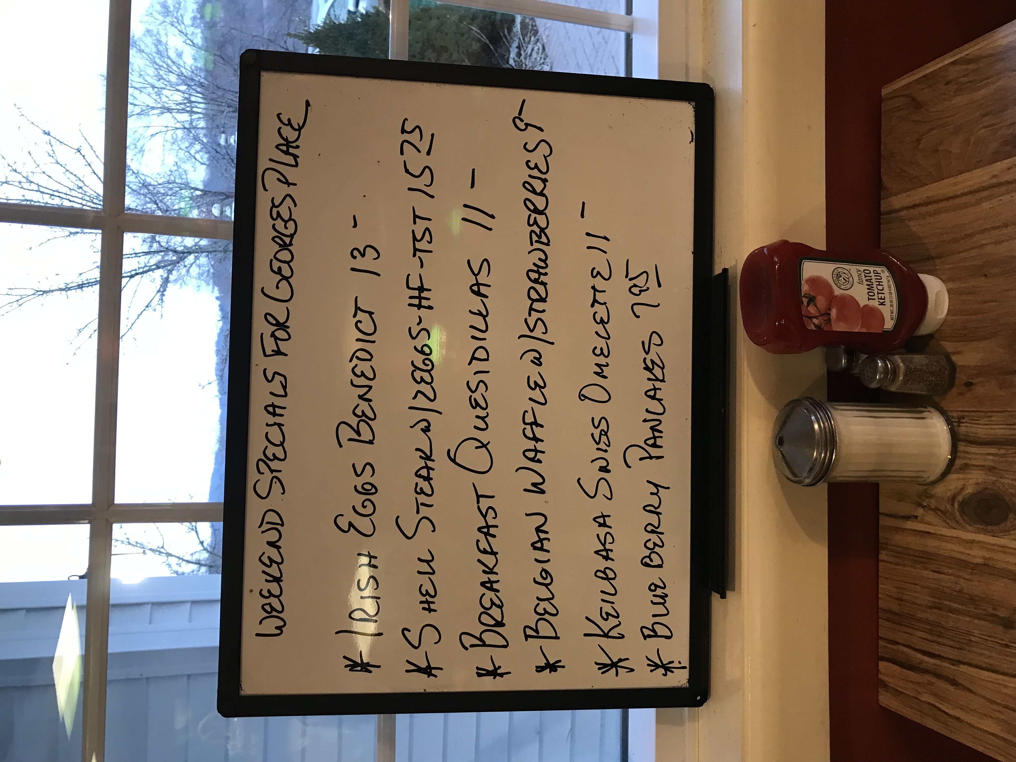 a sign on a table