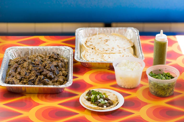 a tray of food on a table