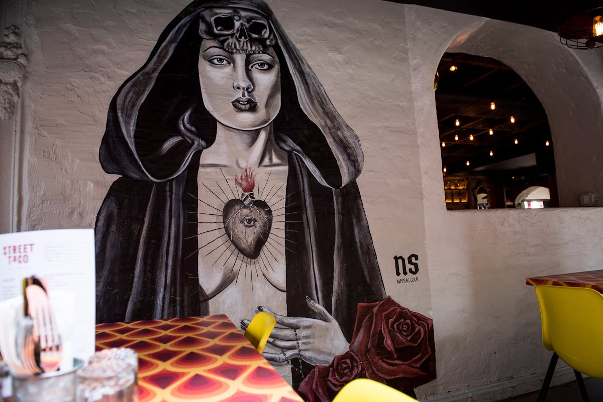 a drawing on a wall