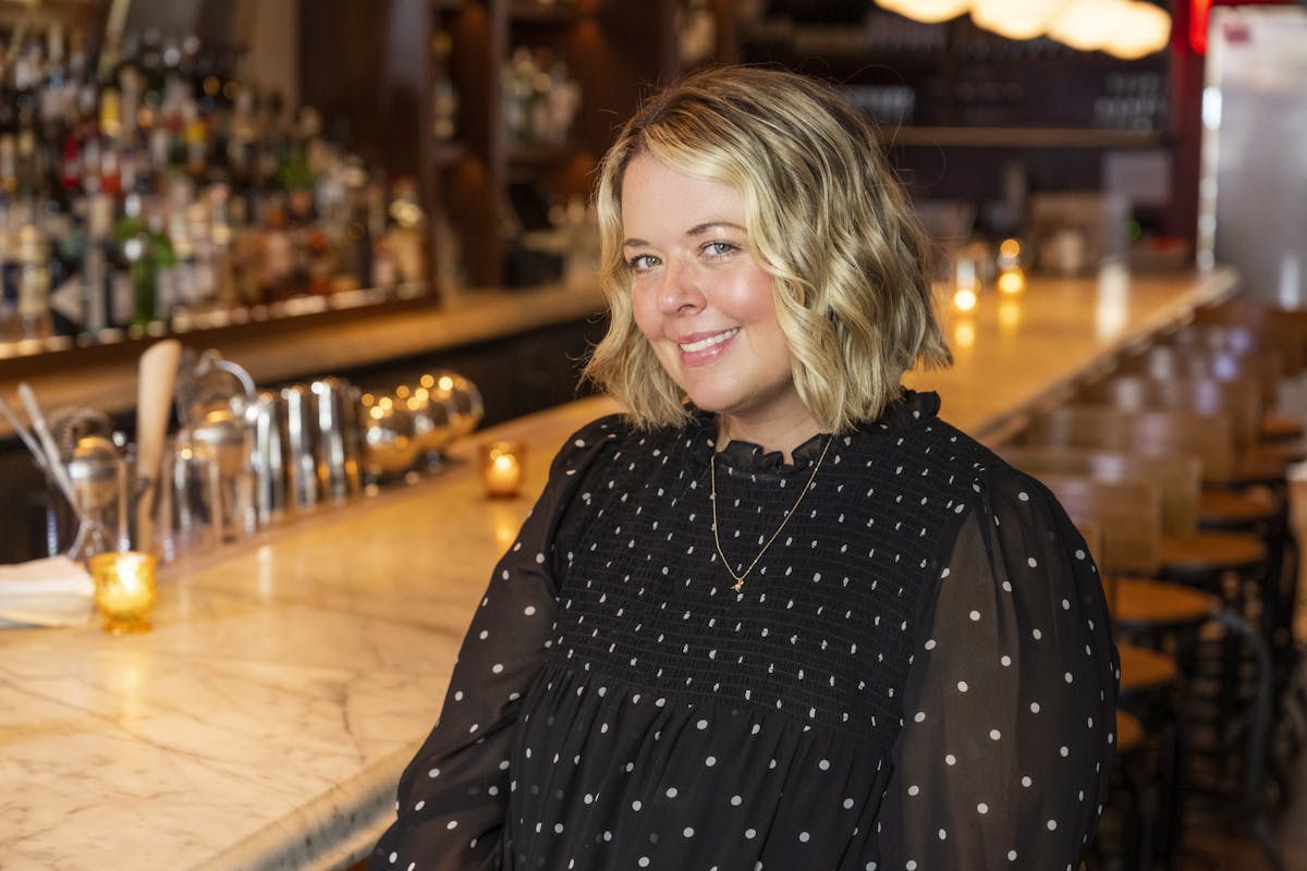a woman in a bar