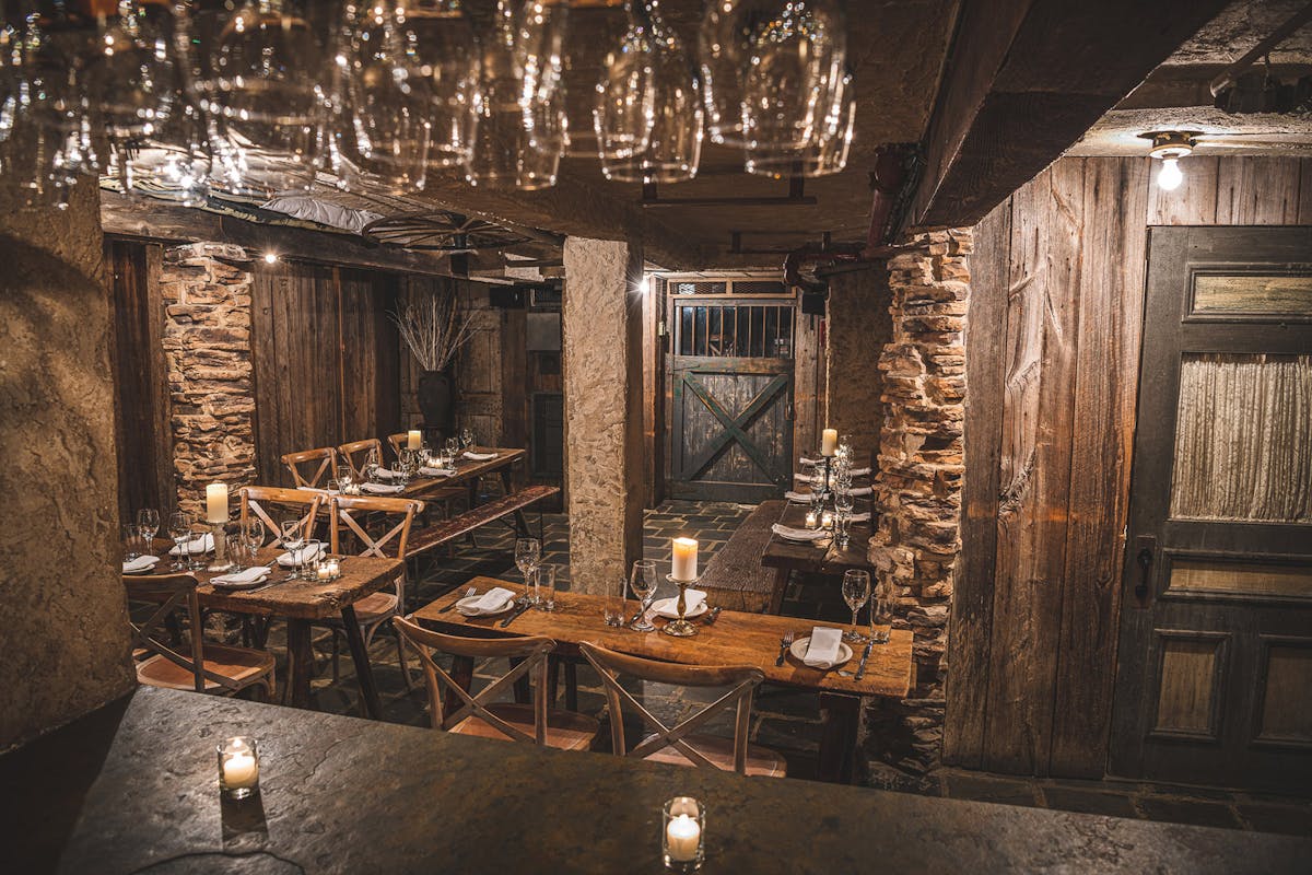 a room filled with furniture and a fireplace