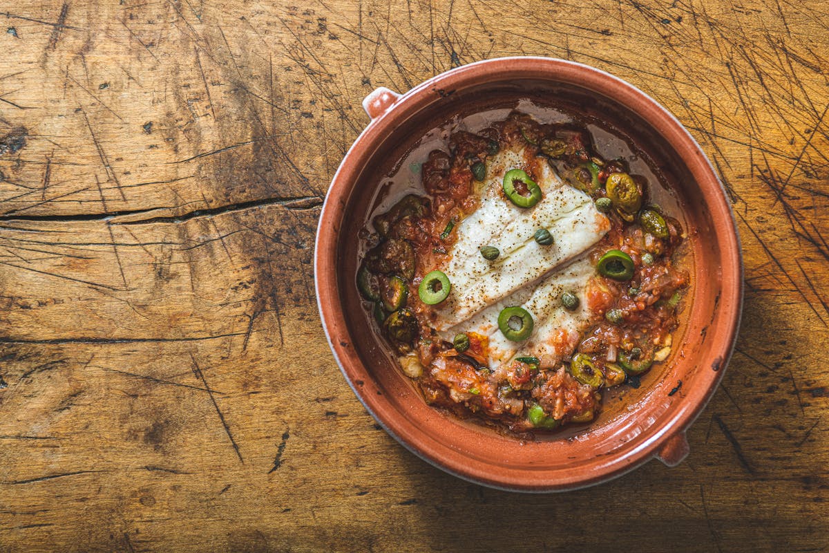 a bowl of food on a table