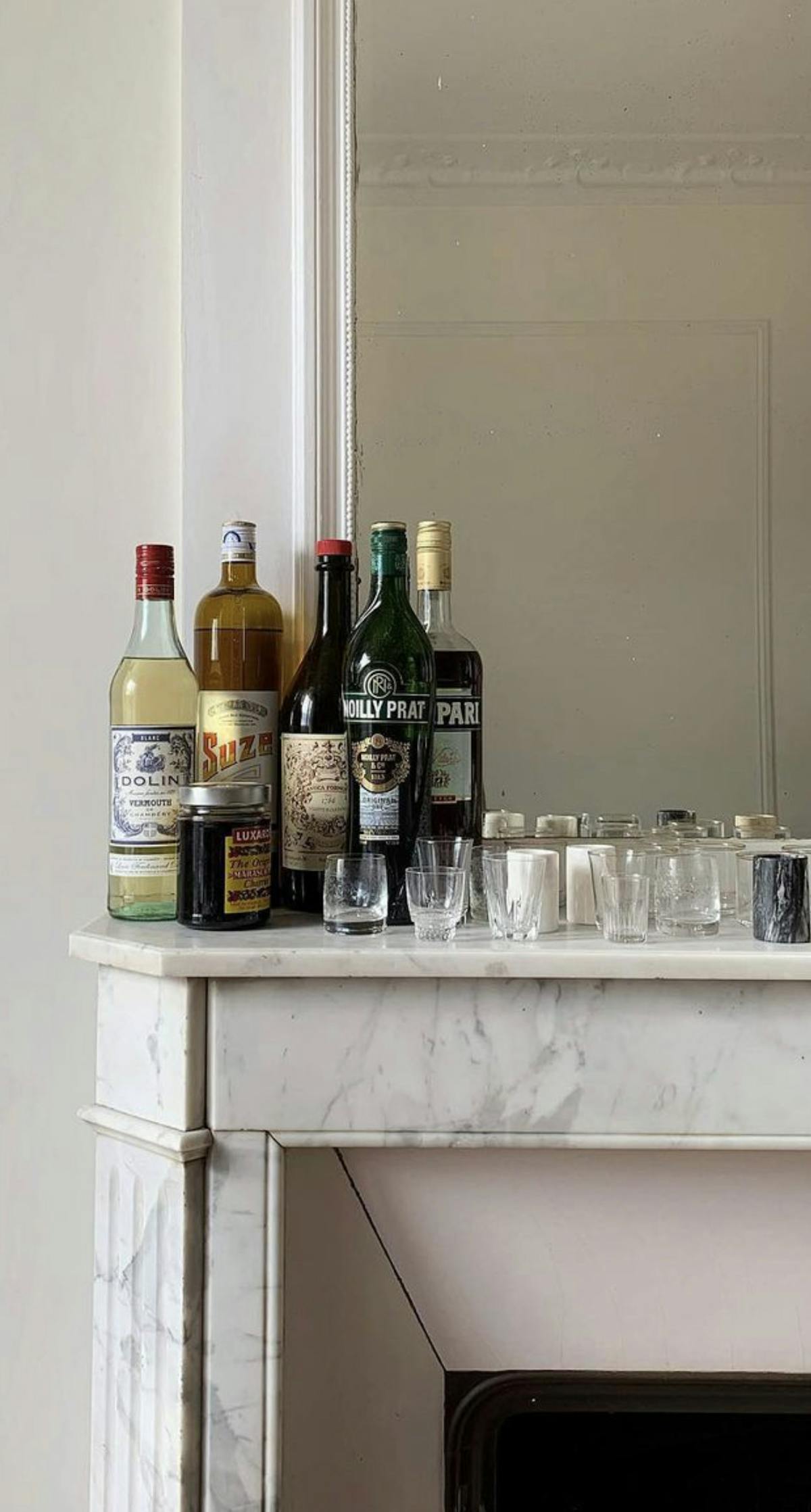 bottles of wine on a marble counter