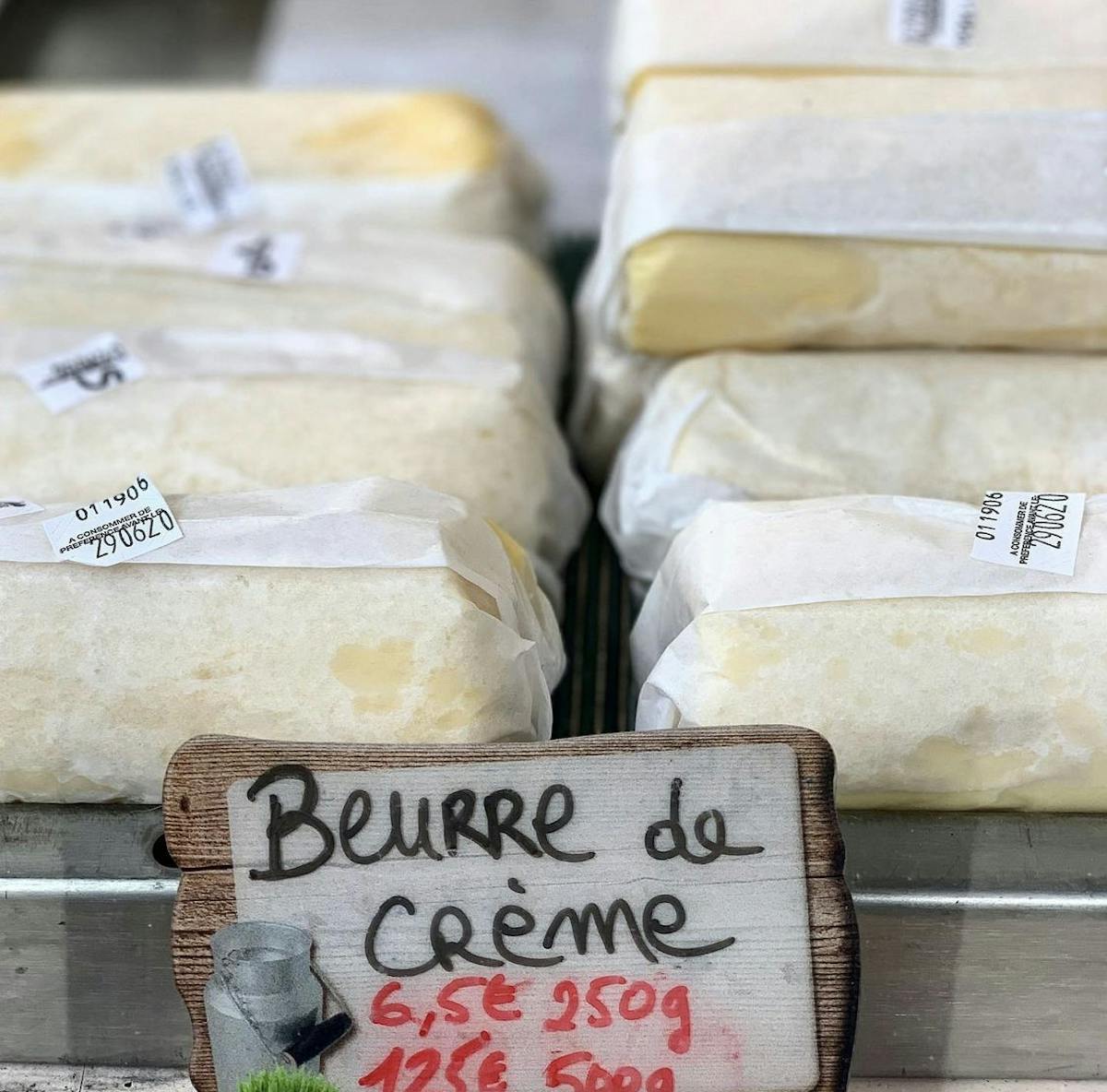 stacks of butter on a shelf