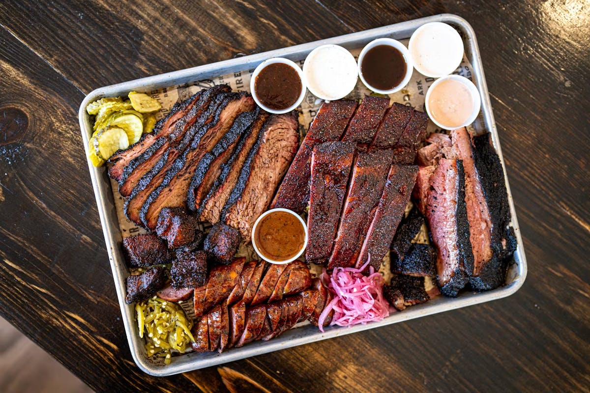 a tray of food on a table