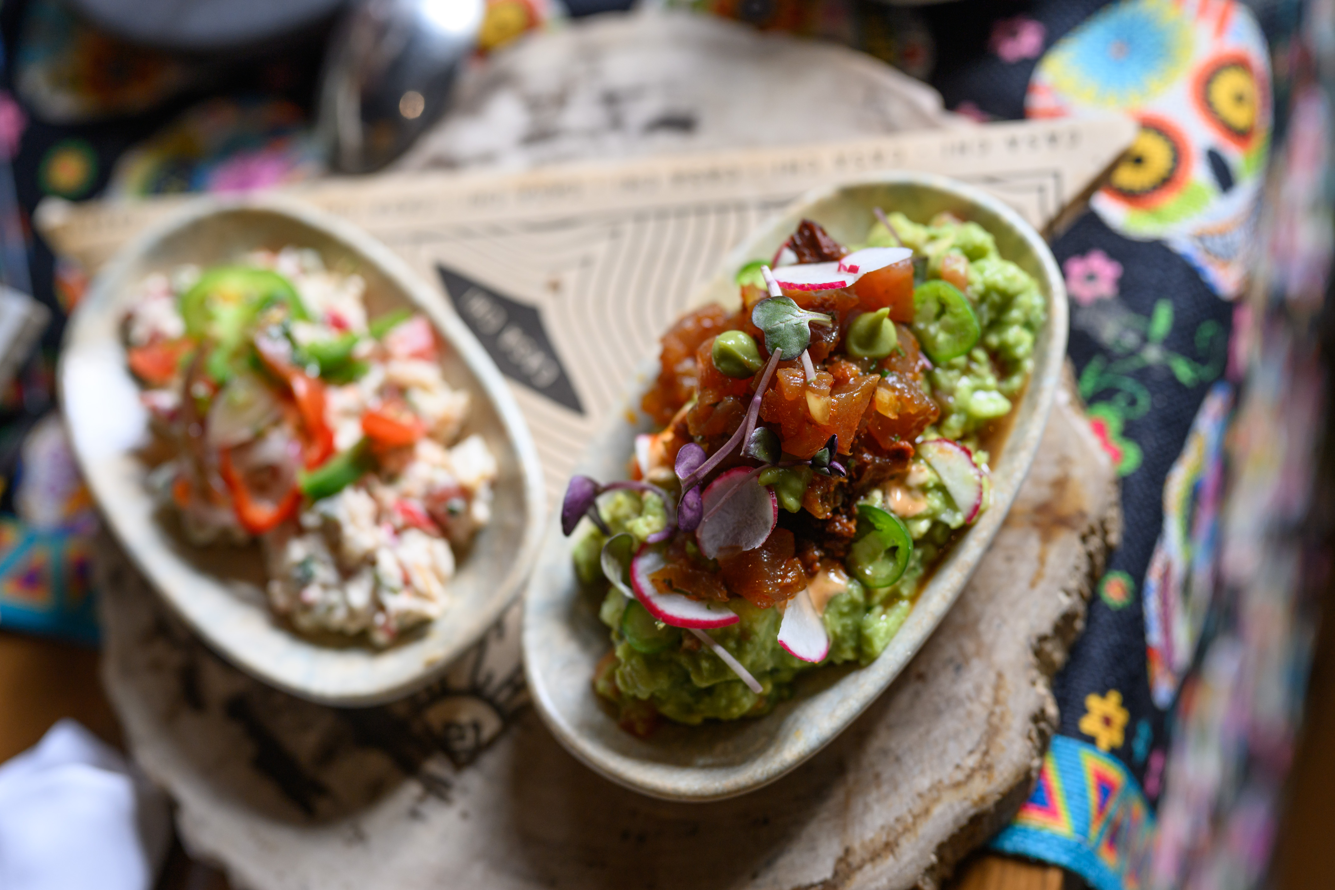food sitting on a tray