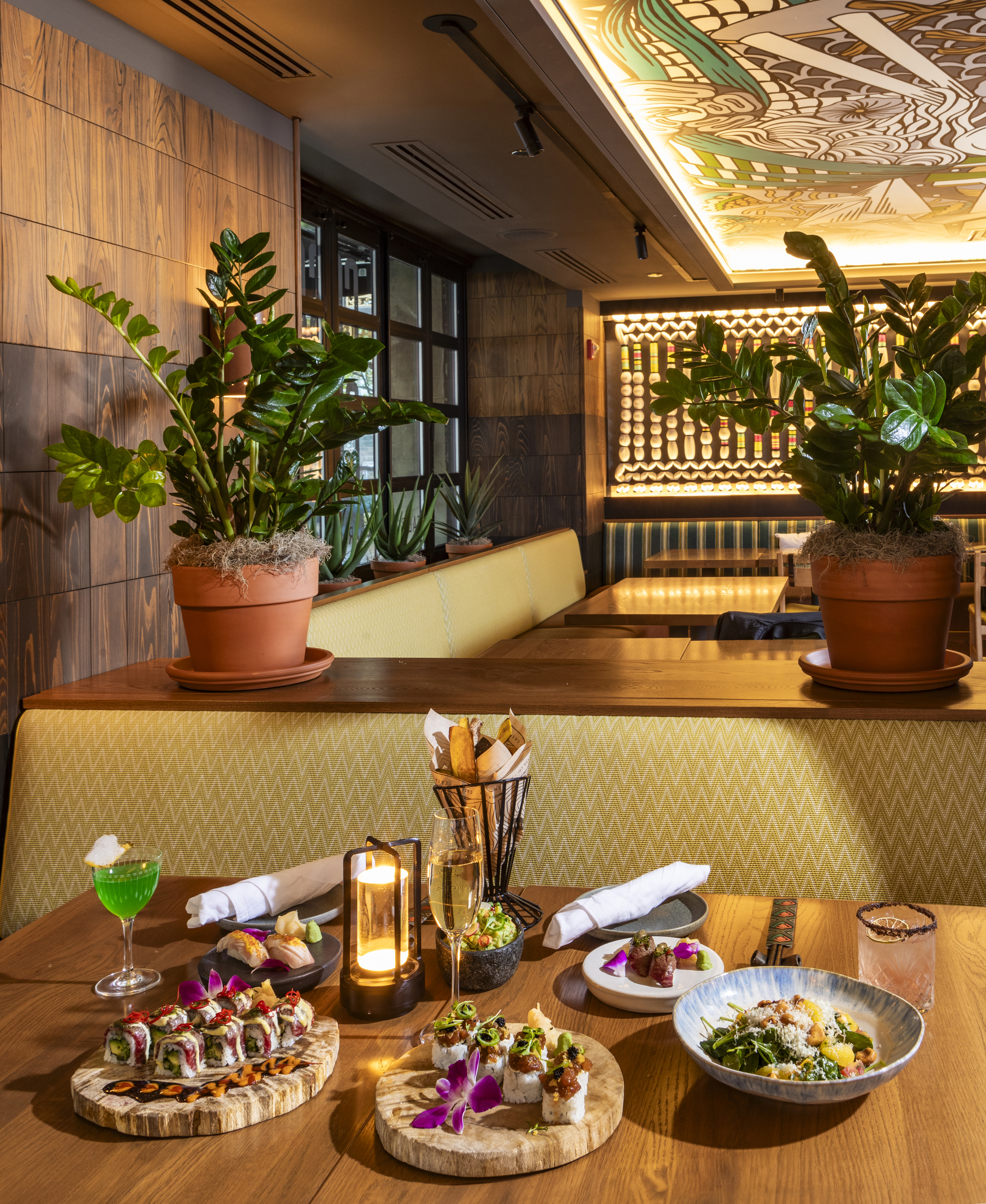 a table topped with plates of food on a plate