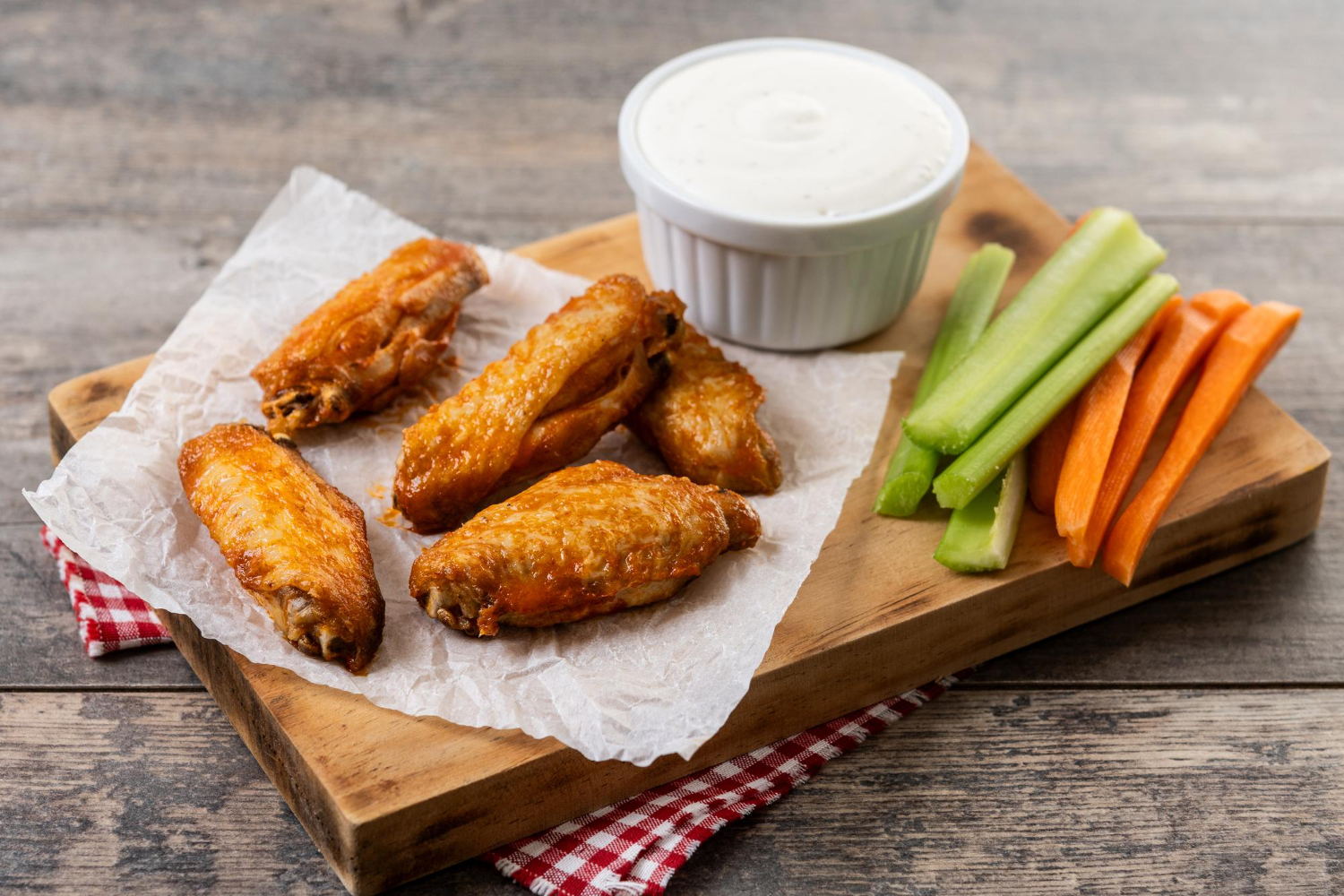 food on a wooden cutting board
