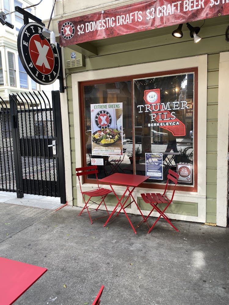 a sign in front of a building