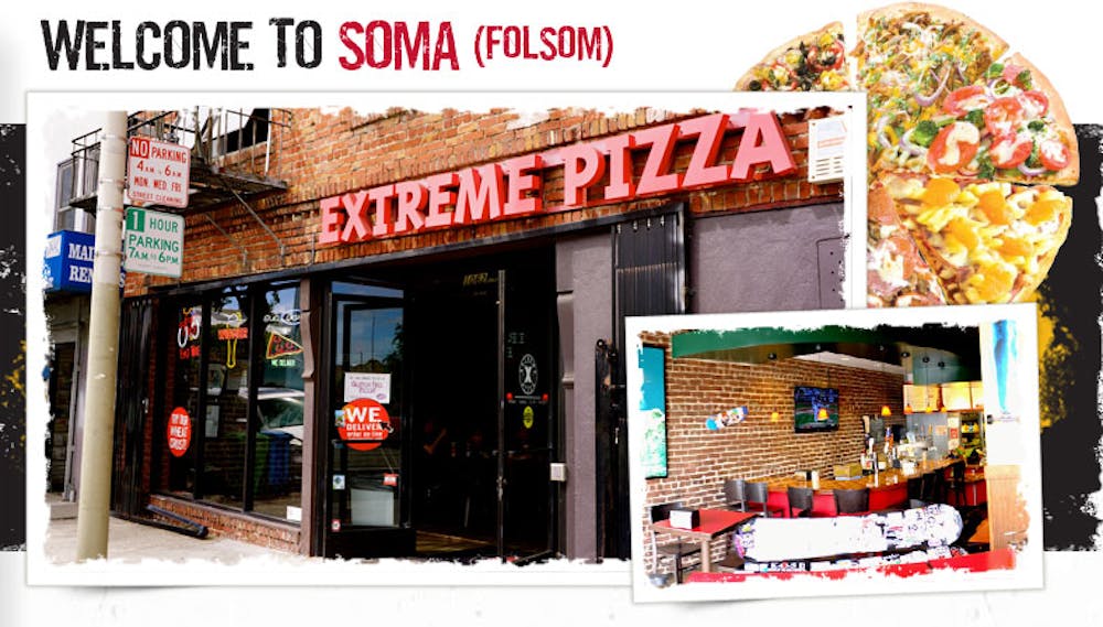 Front of Extreme Pizza on Folsom St