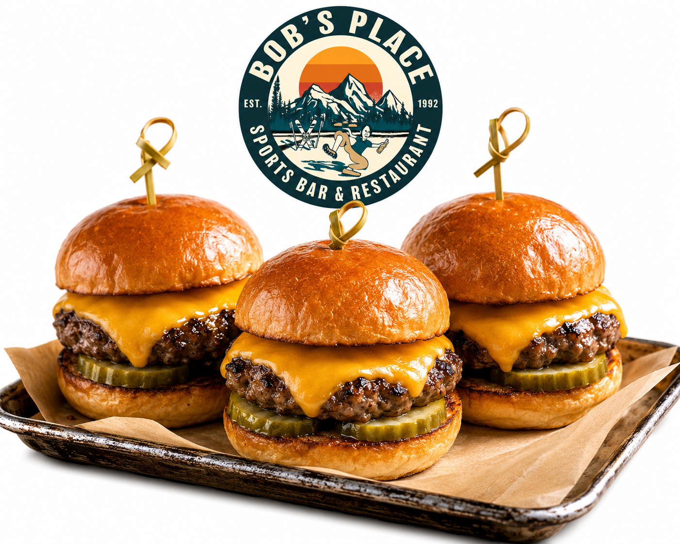 a group of burgers on a tray