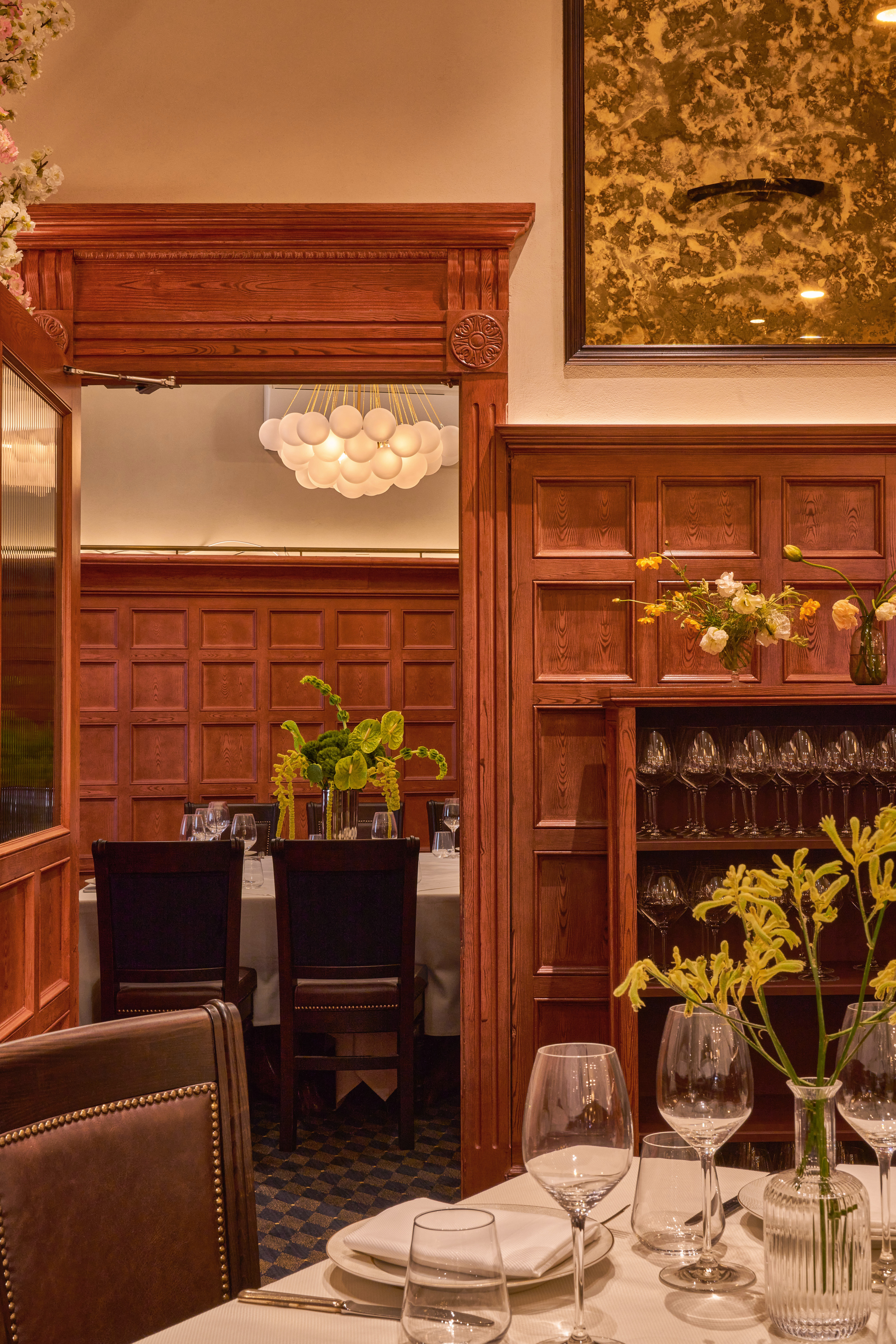 Private dining room interior at Delmonico's