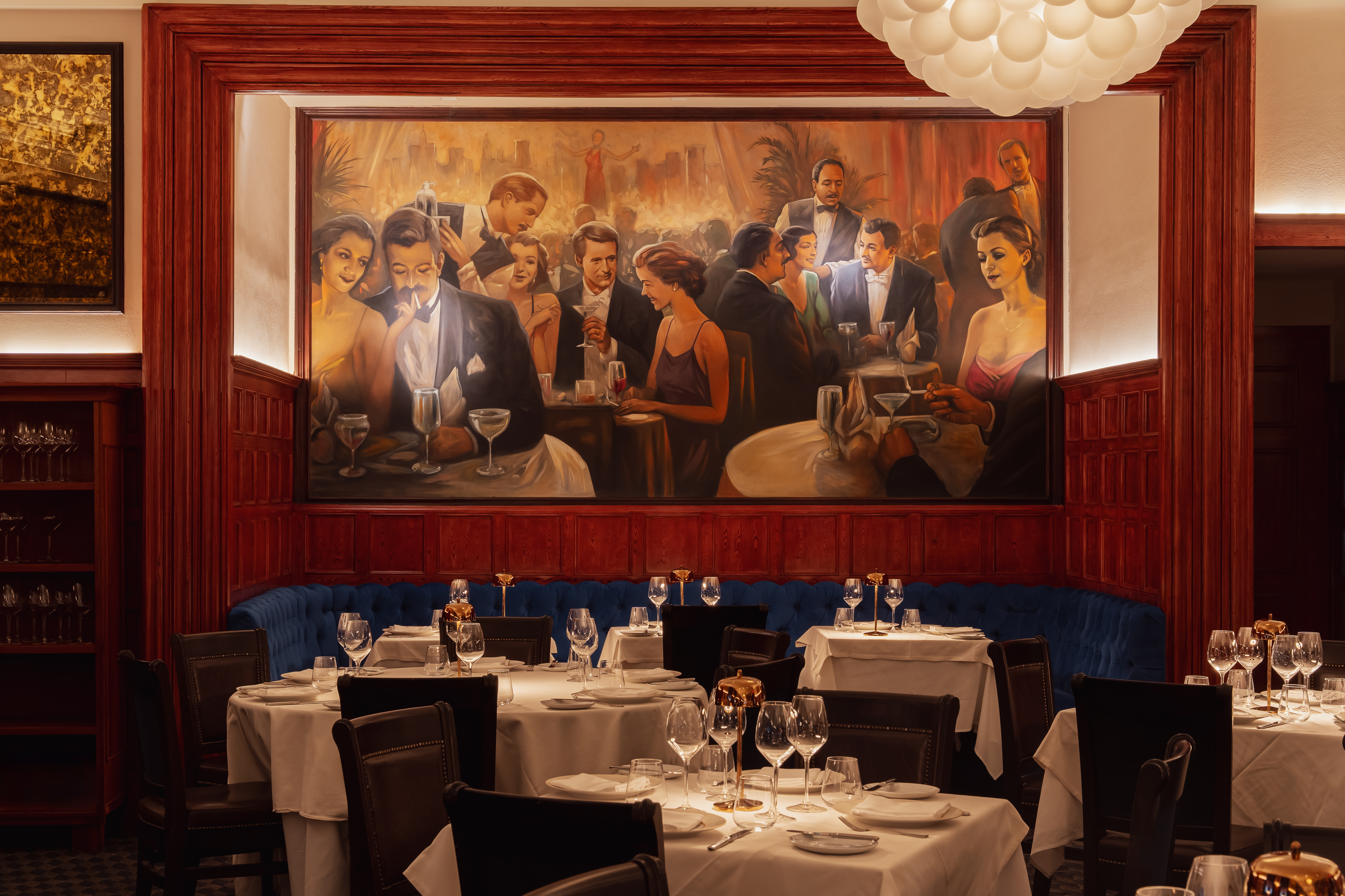 The warm, inviting dining room at midday