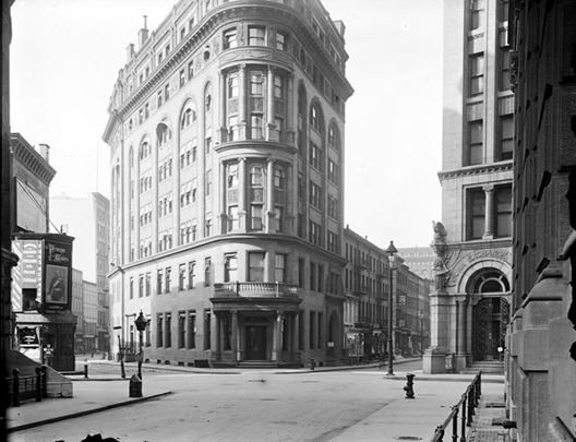 Historic Delmonico's exterior in the Financial District NYC