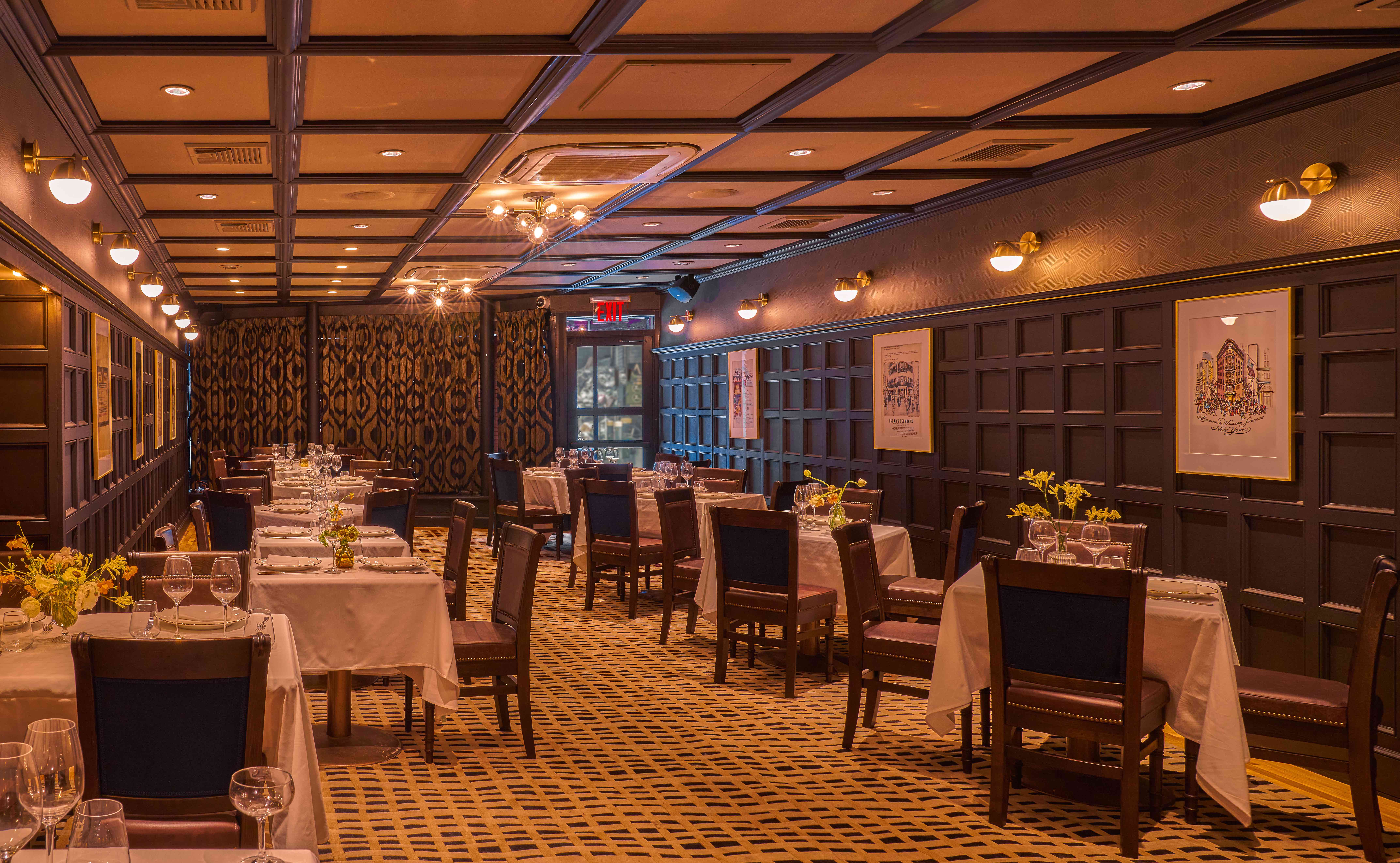 Private dining room at Delmonico's in the Financial District NYC