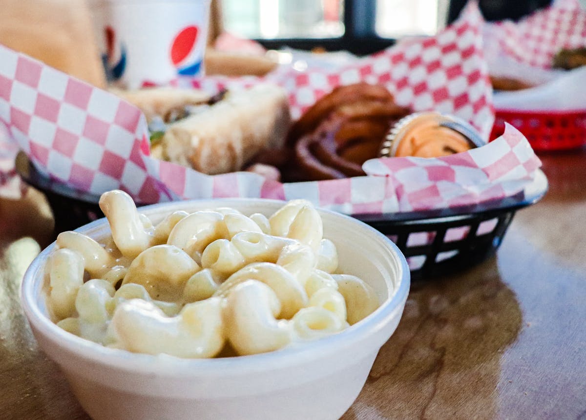 a close up of a bowl of food