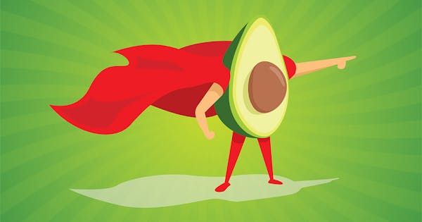 photo of a superhero avocado with a cape