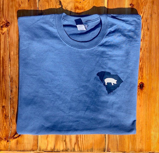a blue and white shirt