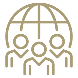 a group of people with a globe