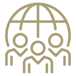a group of people with a globe
