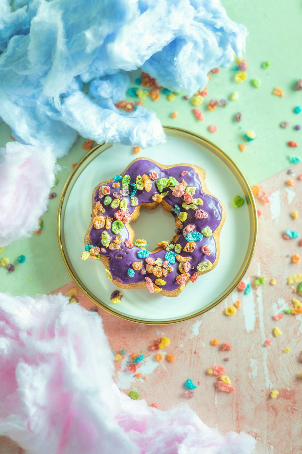 a doughnut sitting on top of a table