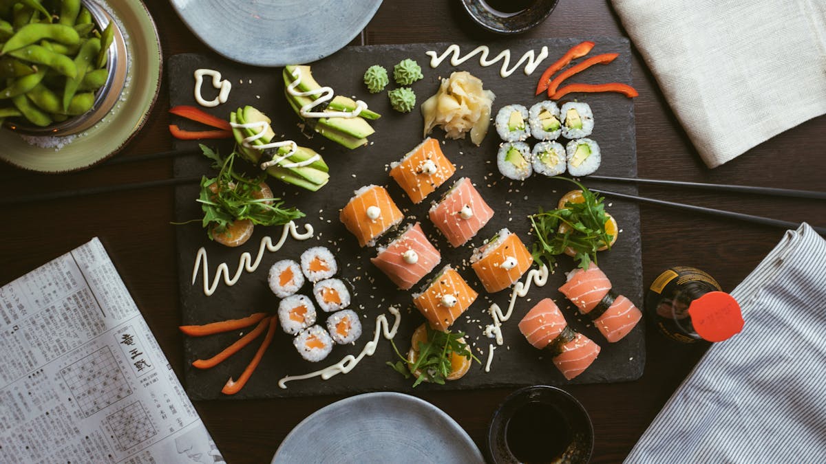 sushi on a table
