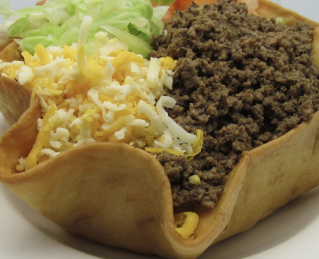 a close up of a taco salad